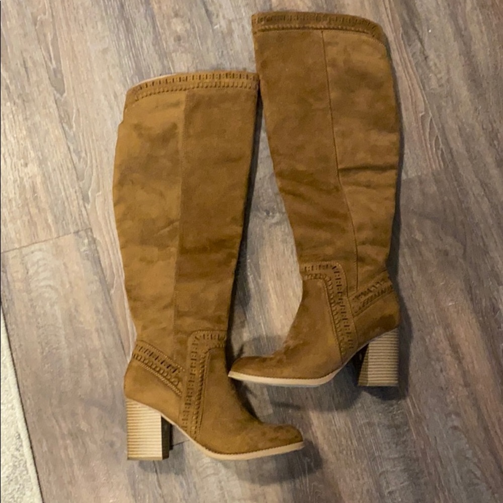 Pink Lily over the knee brown boots size 8